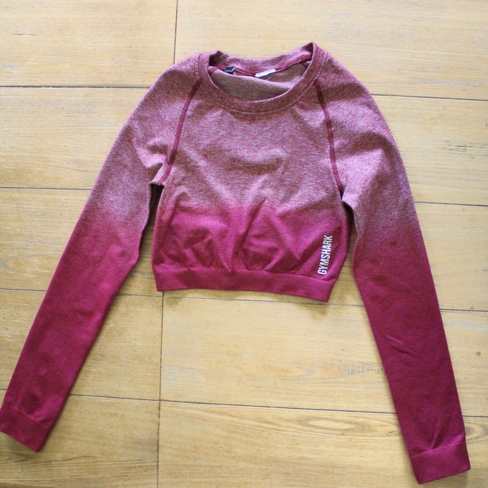 Gymshark ombre pink cropped long sleeve top in size estimated extra small